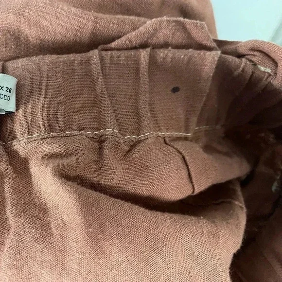 Zara Linen Cotton Paperbag Shorts Size Small Ft Button Elastic Waist High Waist - Picture 6 of 7